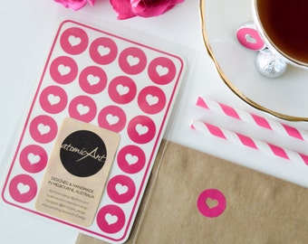 24 pegatinas de corazón rosa intenso: sellos para sobres y regalos de boda