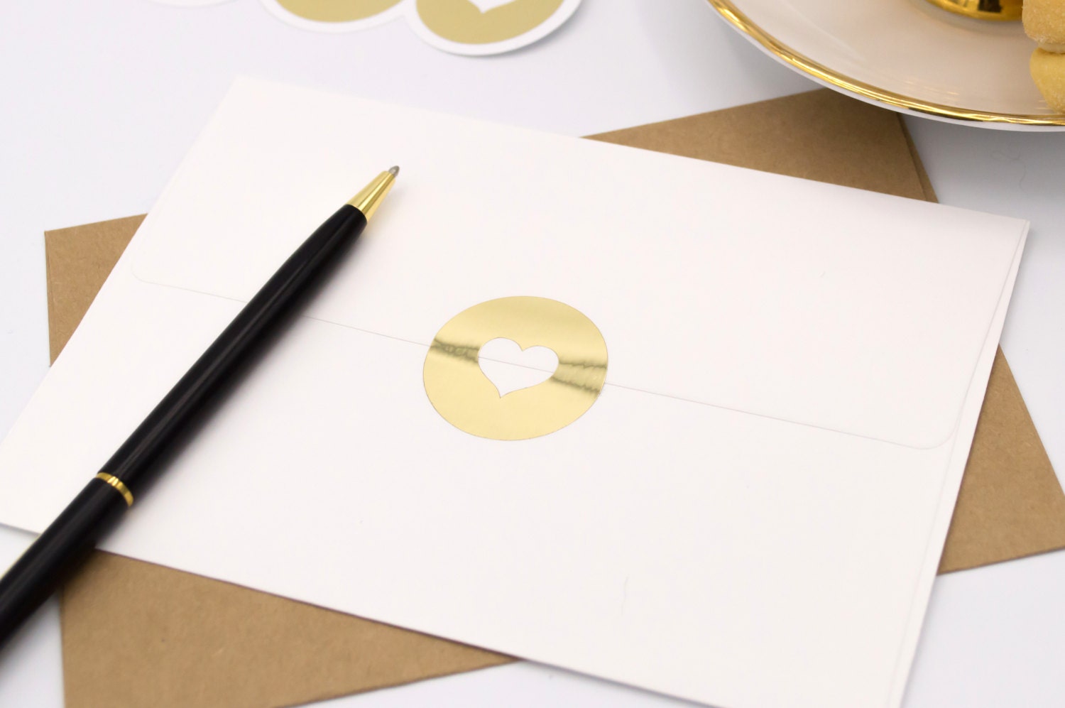 17 Large Envelope Seals in Gold Foil Handmade Heart Etsy