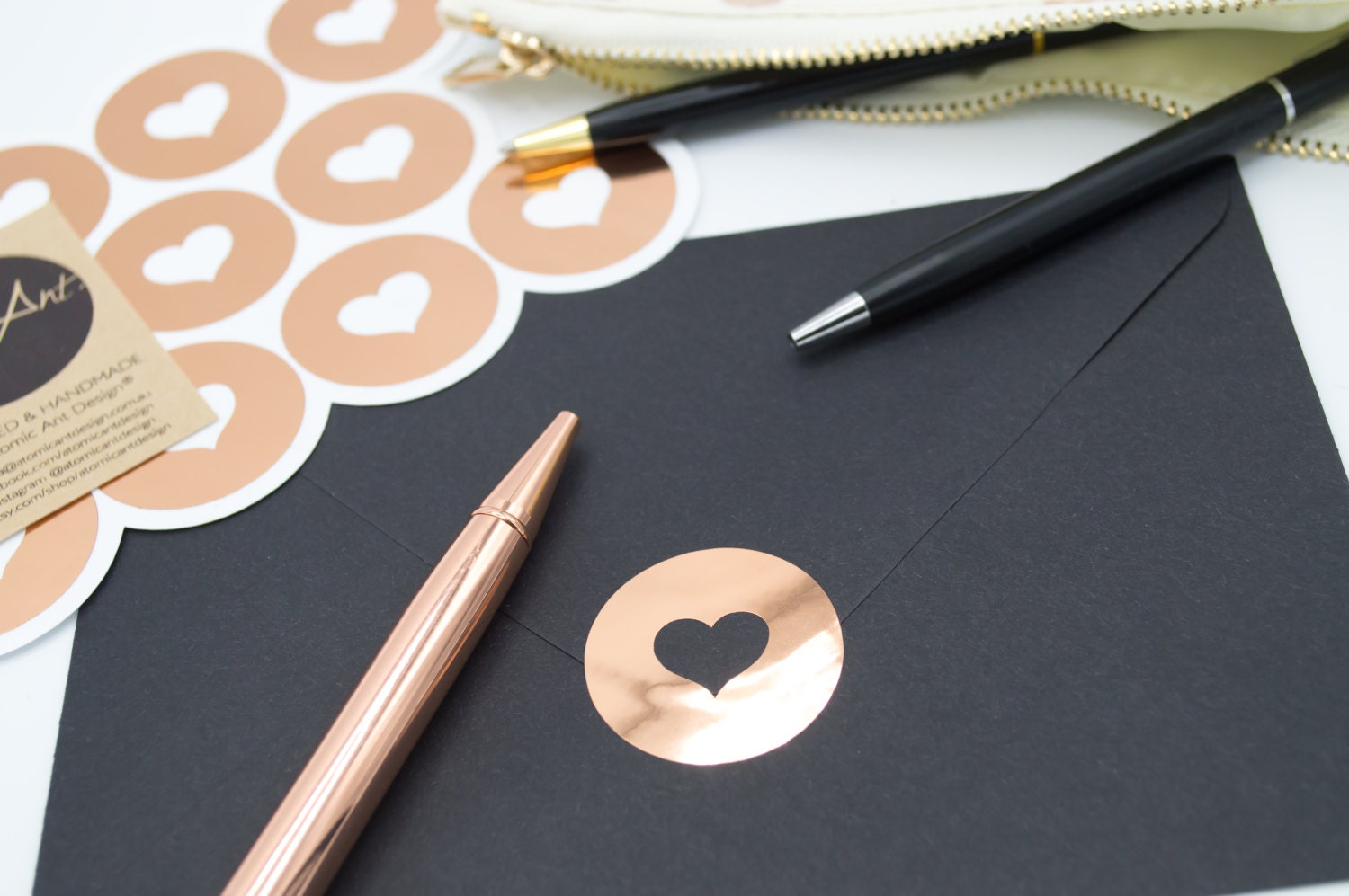 17 Large Envelope Seals in Rose Gold Foil Handmade Heart Etsy 日本