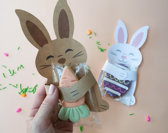 Cuddle Bunny - Marrón y Blanco - Decoración de tarjetas de Pascua - Cookie Pacaking and Decor