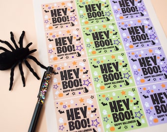 ¡HOLA BOO! Hoja de pegatinas - 12x Pegatinas - Truco o trato - Halloween