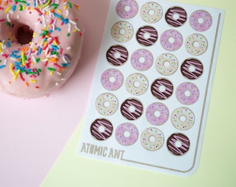 24 pegatinas de donuts - Sellos de sobres hechos a mano - Invitaciones de boda y cumpleaños - Scrapbooking
