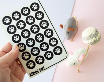 24 pegatinas con estampado de patas en negro - Sellos de sobre hechos a mano - Invitaciones de boda y cumpleaños - Scrapbooking