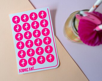 Pegatinas de flamenco rosa neón - Sellos de sobre hechos a mano, pegatinas de besos de Hershey
