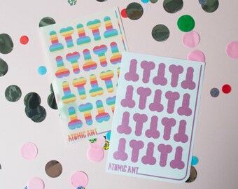 Pegatinas de garabatos con brillo de arcoíris y rosa - Sellos para sobres hechos a mano - Invitaciones para fiestas - Scrapbooking - Despedida de soltera