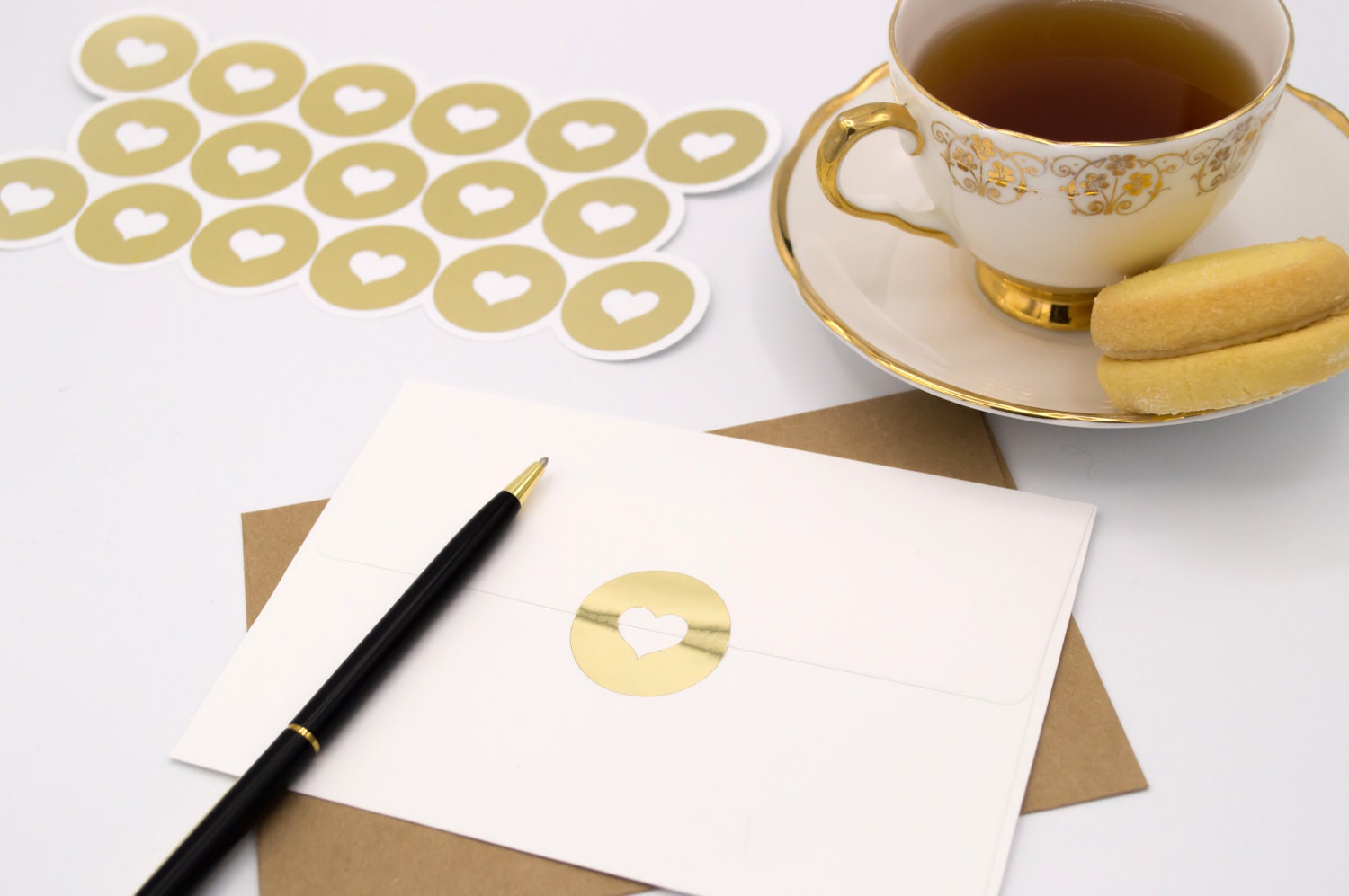 17 Large Envelope Seals in Gold Foil Handmade Heart Etsy