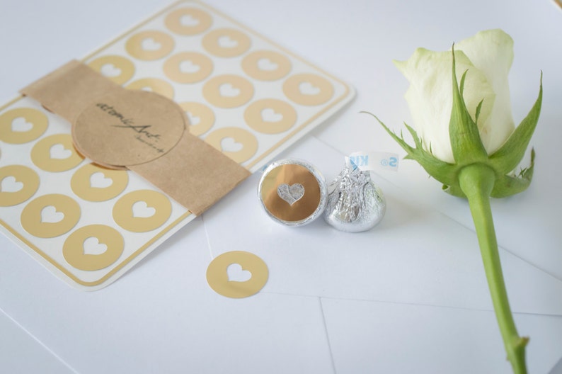 24 Envelope Seals in Gold Foil Handmade Heart Stickers Etsy