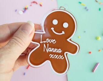 NOMBRE PERSONALIZADO Ginger Bread Man - Adornos navideños - Decoraciones navideñas personalizadas