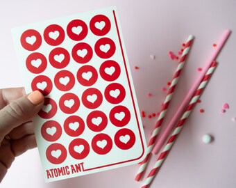 24 pegatinas de corazón rojo cereza: sellos de sobre hechos a mano