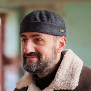 DOCKER Wool Dock Worker Thief Beanie Cap Stevedore Longshoreman Sailor Trawler Sport Leon Winter Sock Toque Skully Seaman Hat DARK GRAY