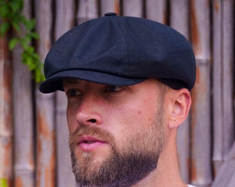 ROWDY Linen Summer Men Newsboy Apple 8 Panels Cap Hat Paper Poor Baker Boy  Balloon Artist Airy Breath Sun Hat BLACK - Ship from US