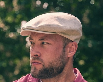 DERBY Leinen Flatcap Atmungsaktiv Mesh Sommer Ivy Cap Gatsby Baker Boy Hut BEIGE
