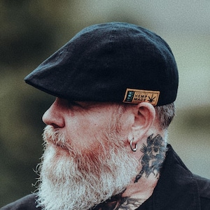 RUSTY Hemp Duckbill 6 Panels Mens Spring Flat Cap Lightweight Breathable Cabbie Cabby Driving Bicycle Joao's Summer Mens Hat BLACK