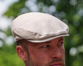 DERBY Linen Flat Cap Breathable Mesh Summer Ivy Cap Gatsby Baker Boy Hat BEIGE