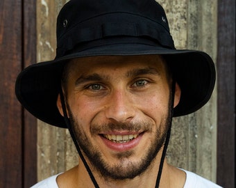 AFGHAN sombrero safari afgano de algodón puro NEGRO