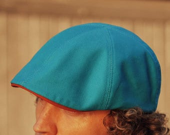 RUSTY Panama Cotton Duckbill 6 Panels Mens Flat Cap Lightweight Breathable Cabbie Cabby Driving Bicycle Joao's Spring Hat TURQUOISE BLUE
