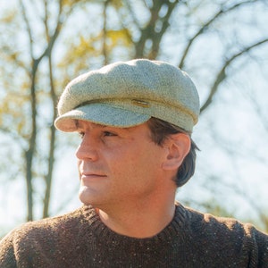 BIG APPLE Harris Tweed Pure Wool Cloth Balloon 8 Panels Cap French Artist Painters Bohemian Avant Garde Peaked Poor Boy Newsboy lIGHT GRAY