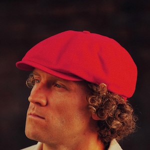 SHELBY krantenverkoperkatoen | Panama 8-panelen Peaky Style geïnspireerde lichtgewicht klimop zomerhoed voor heren grote lente damespet ROOD