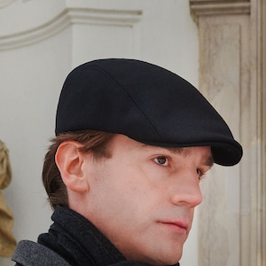 NORTE Wolle Baseball Cap Klappbare Ohrenklappen Gestepptes Futter Warm Winter Herbst Herren Damen Klassisch Handgemacht SCHWARZ
