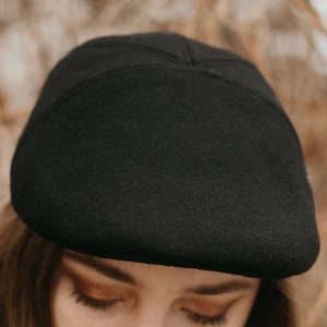 IVY FIVE Wolle Flat Cap 5-Panel Herren Damen Herbst Winter Warm Gestepptes Futter Xxl Größen Klassisch Driver Mütze SCHWARZ