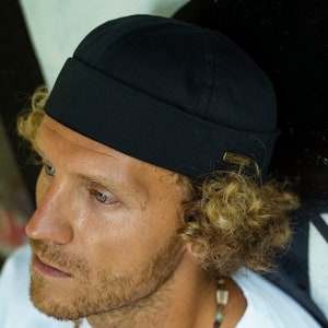 DOCKER Lightweight Cotton Beanie Cap Soft Breathable Dock Hat Sailor Leon Style Longshoreman Spring Summer Watch Cap Above Ear Fit BLACK