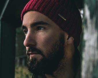 NORFOLK Extra Fine Merino Wool Beanie Soft Ribbed Knit Hat Warm Docker Cap Classic Streetwear Winter Bonnet Urban Adventure Stylish RED