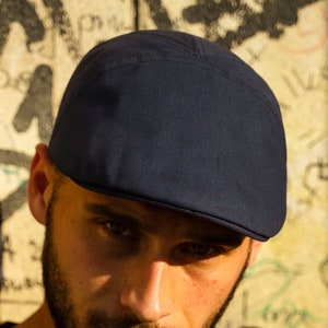 IVY FIVE Cotton Men's English 5 Panels Flat Cap Lightweight Sixpence Vergon Derby Irish Newsboy Golf Duckbill  Driving Hat BLUE