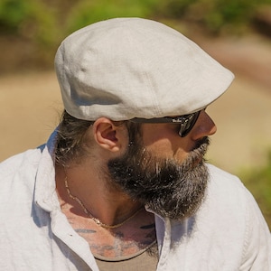 RUSTY gorra con pico de pato de verano de lino puro BEIGE