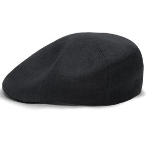 RUSTY Linen Duckbill Mens Summer Flat Cap Cabbie  Driving Bicycle  Duffer Bunnet Crook Cheese-Cutter Jeff Scally Joao BLACK