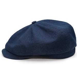 ROWDY Gatsby Boina de lino para mujer y hombre, gorra de verano estilo retro, 8 paneles, hecha a mano en Europa AZUL MARINO