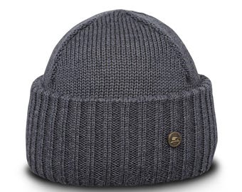 ORSO Extra Fine Merino Wool Beanie Soft Ribbed Knit Hat Winter Docker Cap Outdoor Fisherman Bonnet Classic Vintage Adventure Style GRAY