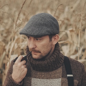 IVY FIVE Wool Quilted Padded Lining English Men Flat Cap Sixpence Vergon Derby Newsboy Golf Duckbill  Driving Bicycle Gray - Ship from US
