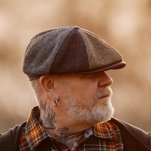 SHELBY Harris Tweed 8 Panel Newsboy Patchwork Cap Baker Boy Hat Wool Gatsby Flat Cap Mens Vintage Gangster Classic Heritage Fall MULTICOLOR