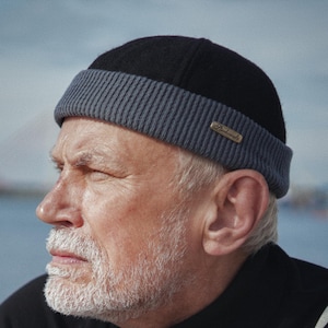 Cappello da scaricatore di porto in lana NAVY WATCH, berretto a coste da uomo, caldo, fatto a mano, Polonia, Leon, guardiano professionista, scaricatore di porto, NERO-GRIGIO