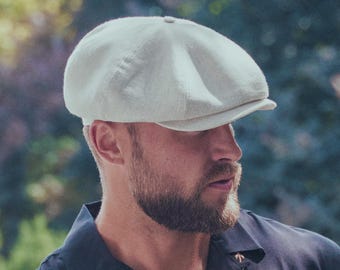 SHELBY Mütze Peaky, mütze männer,mütze mit schirm,leinen BEIGE