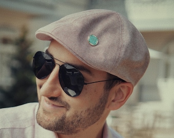 RUSTY Monte Carlo Linen Duckbill Cap 6 Panel Half Panama Summer Hat Men Ivy Driving Anniversary Handmade Red Clay Melange