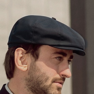 SHELBY Waxed Cotton 8 Panels Newsboy Peaky Cap Apple Bandit Hooligan Hat Gangster Summer Spring Lightweight Airy Hat BLACK