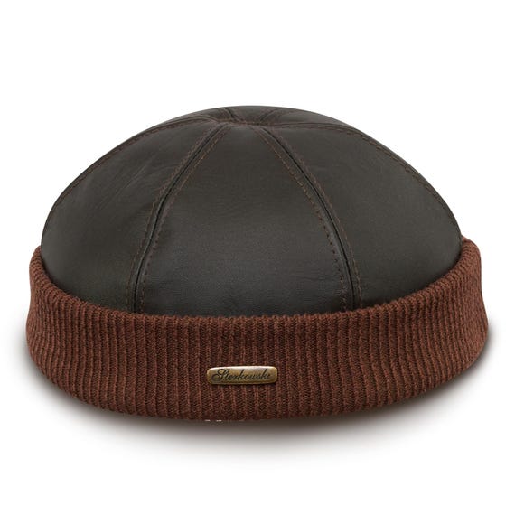 NAVY WATCH Leather Dock Worker Beanie Stevedore Longshoreman Cap
