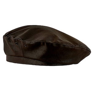 REBEL Leather Artist Bohemian Retro Beret French Style Military Army Boy Scout Reservist Winter Autumn Skin Large Beatnik Hat BROWN