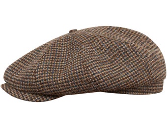 Harris Tweed Echte Schotse 8 Panelen Newsboy Peaky Cap Applejack Bandit Hooligan Gangster Wool Fall Hat BLAUW-BRUIN