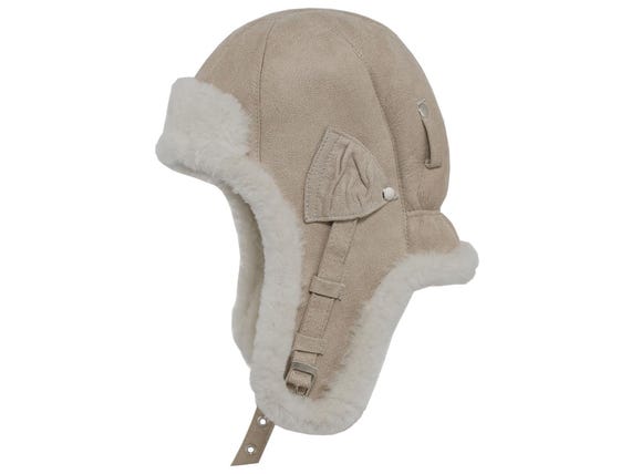 BOMBER Shearling Leather Aviator Cap Winter Chapka Ushanka  display picture 1