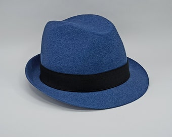 Philip Treacy Dark Blue Denim Trilby Bucket Unisex Hat  display picture 2
