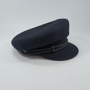 SALE!-MACIEJOWKA 53cm MODEL 3 Wool Cloth Traditional Polish Twine Cap Breton Greek Fisherman Captains Sailor Nautical Skipper Cabby BLaCK