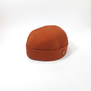 SALE-DOCKER Panama Cotton-Beanie Cap Soft Breathable Dock Hat Sailor Leon Style Longshoreman Spring Summer Watch Cap Above Ear Fit BRICK ReD