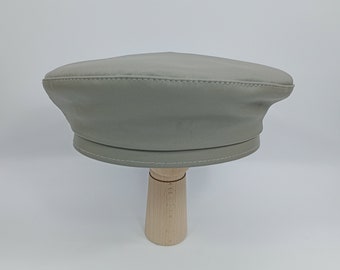 SALE!-REBEL 60cm Leather Artist Bohemian Retro Beret French Style Military Army Boy Scout Reservist Winter Autumn Sewn Large Crown GRAY