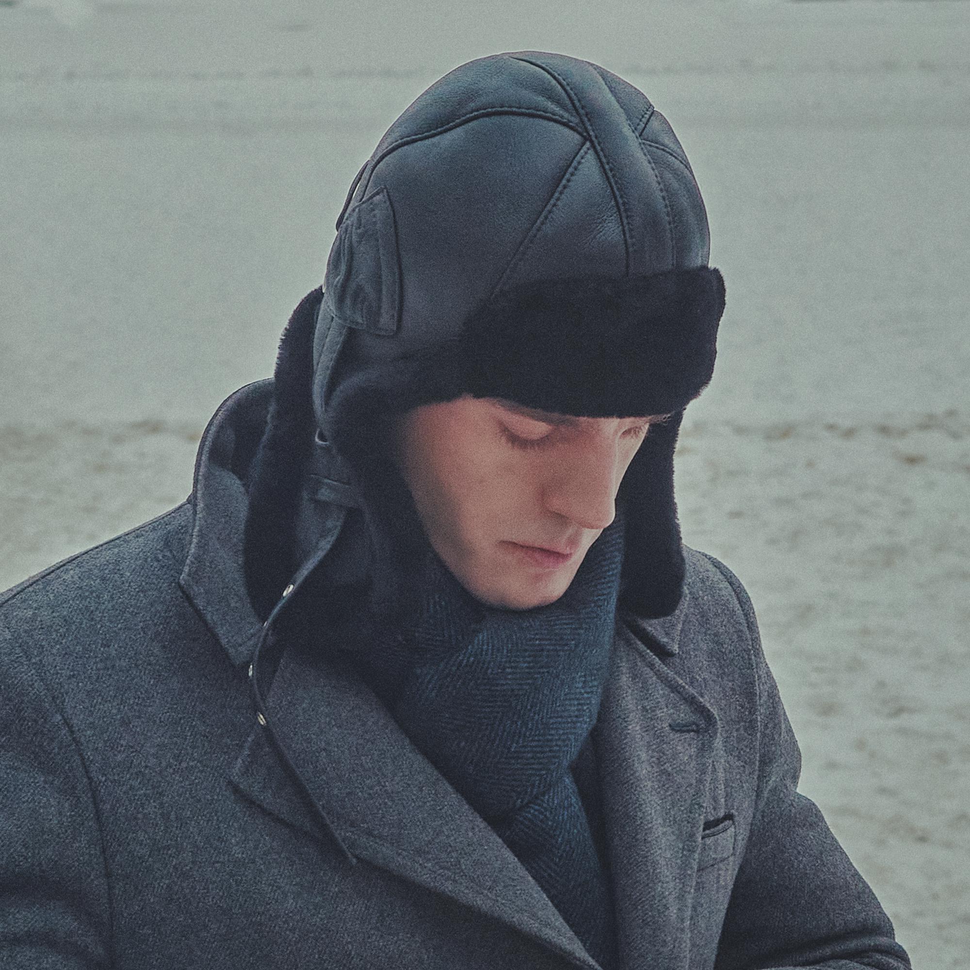 CUCUBA Cappello di Pelle di Montone Shearling Invernale Ushanka Uomo Cappello Pilota Aviatore Sovietico da Neve con Paraorecchie (L
