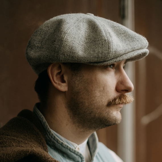 Gray Harris Tweed Newsboy Cap, 8 Panel Peaky Blinders Style - Etsy
