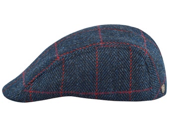 NORTE Harris Tweed Earflap Flat Men Cap Jeff Paddy Irish Wool Driving English  Mens Ivy Newsboy Hunting Scally Baker Boy BLUE-RED