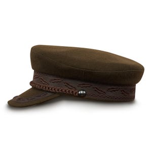 KASHUBIA MODÈLE 1 Laine officier de flotte marchande Marin Marin Capitaines Chapeau Chalutier Dragger Marin marin Maître d'équipage Plaisance Casquette MARRON