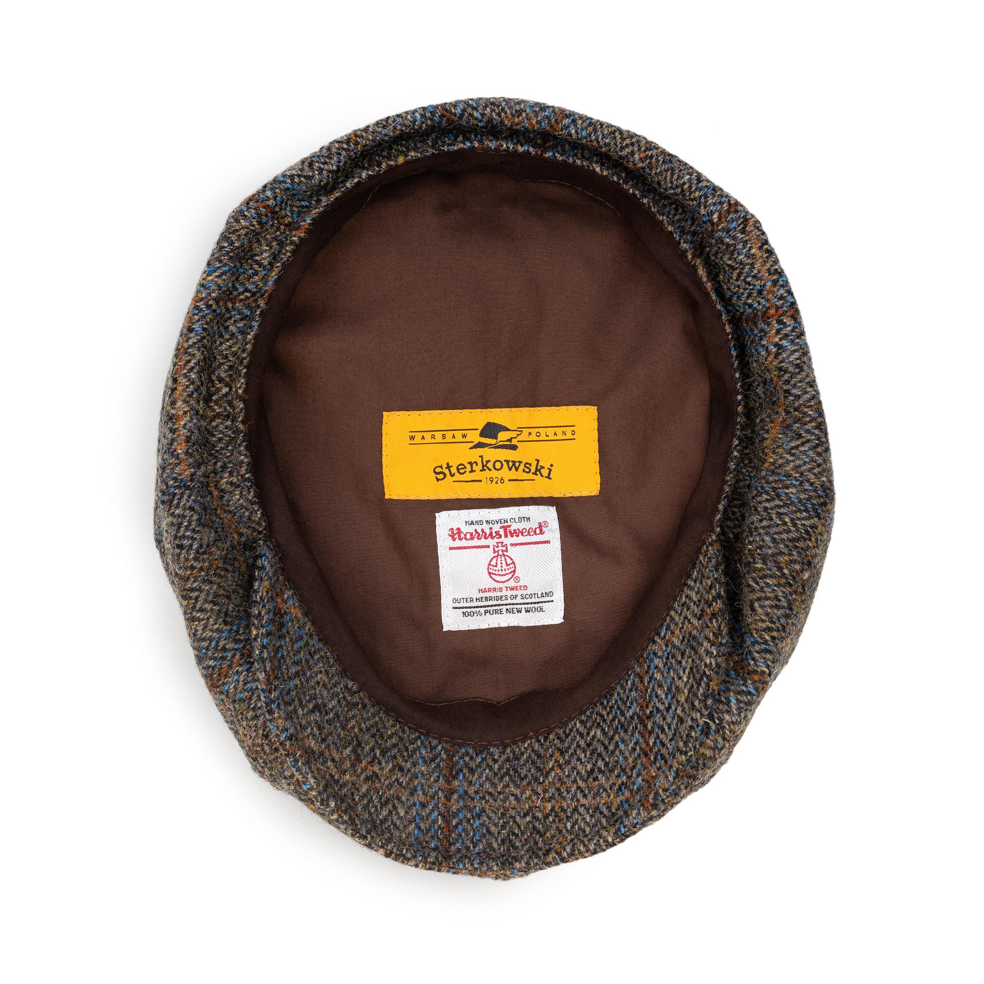 PEAKY Harris Tweed Newsboy Cap 8 Panel Genuine Scottish Wool Baker